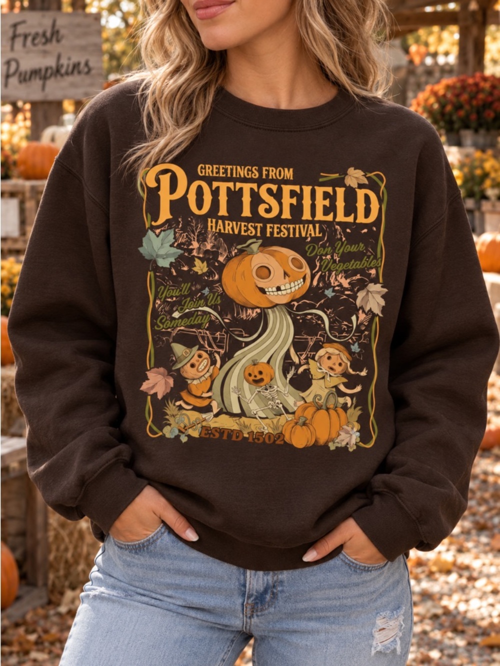 Over The Garden Wall Pottsfield Halloween Shirt Graphic Sweatshirt